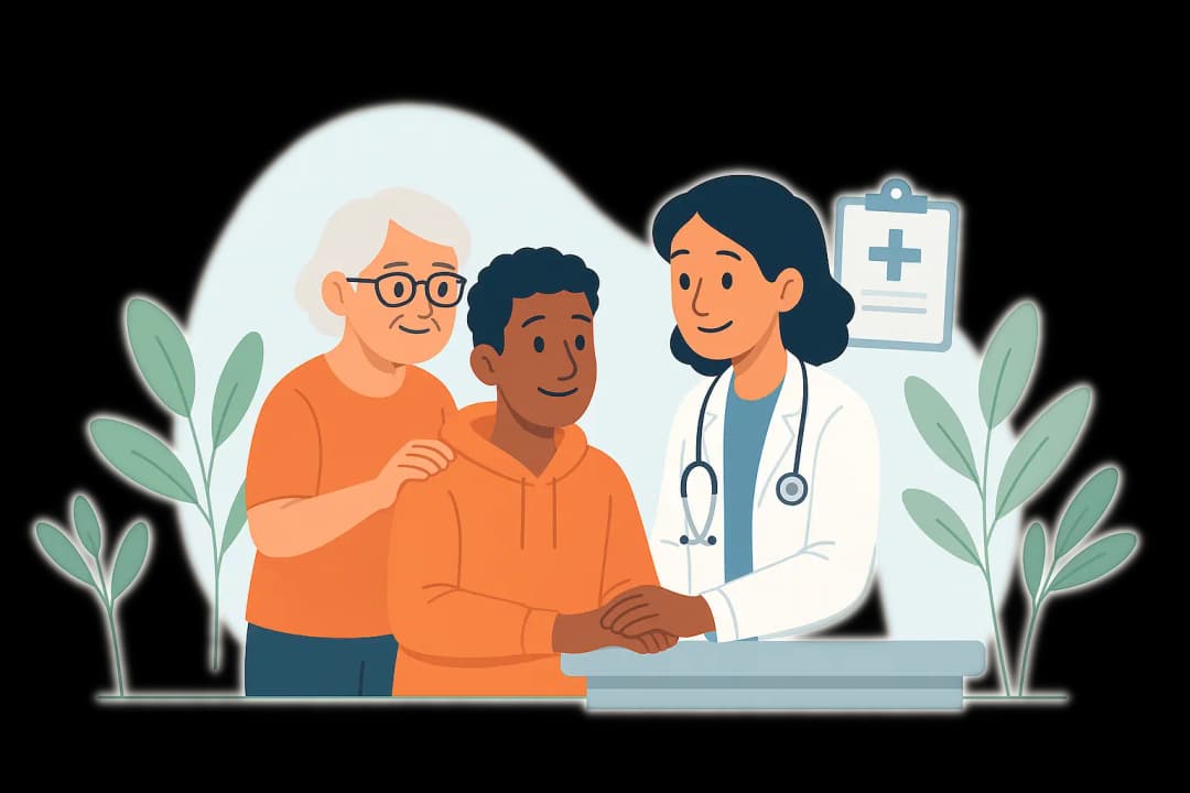 Patient with a parent visiting a doctor